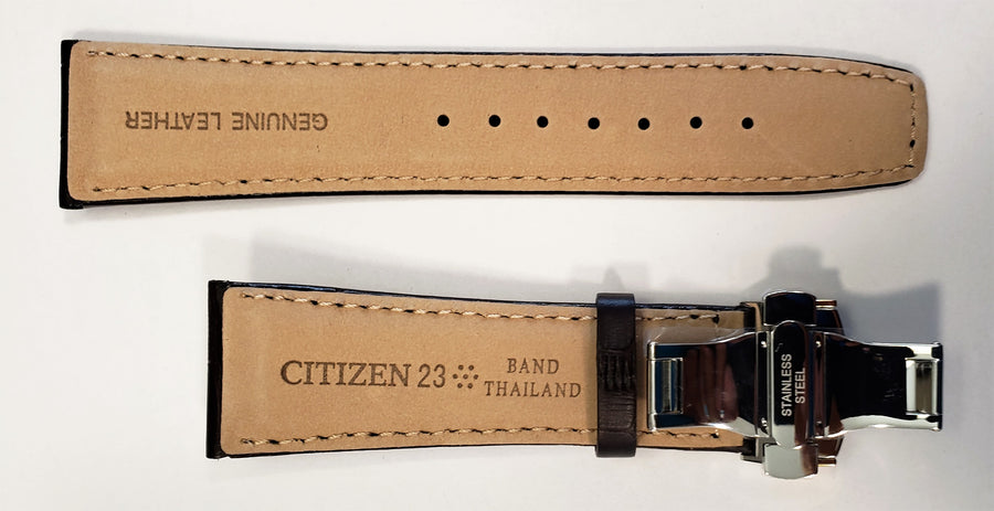 Citizen 23mm Brown Leather Watch Band For Model AT8113-04H - WATCHBAND EXPERT