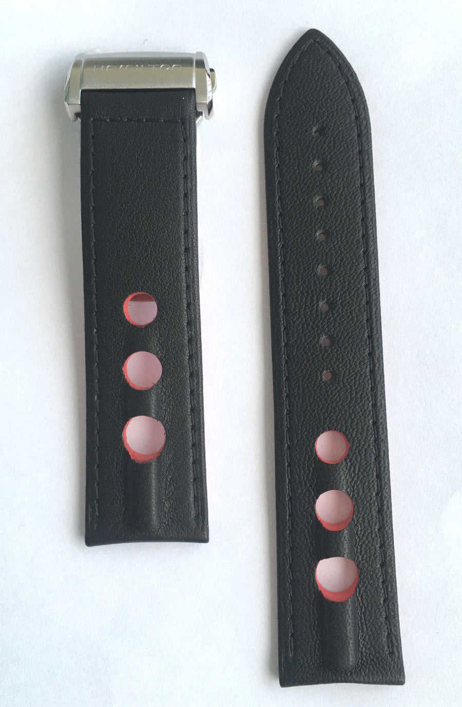 Hamilton Pan Europ 22mm Black Leather Watch Band - WATCHBAND EXPERT