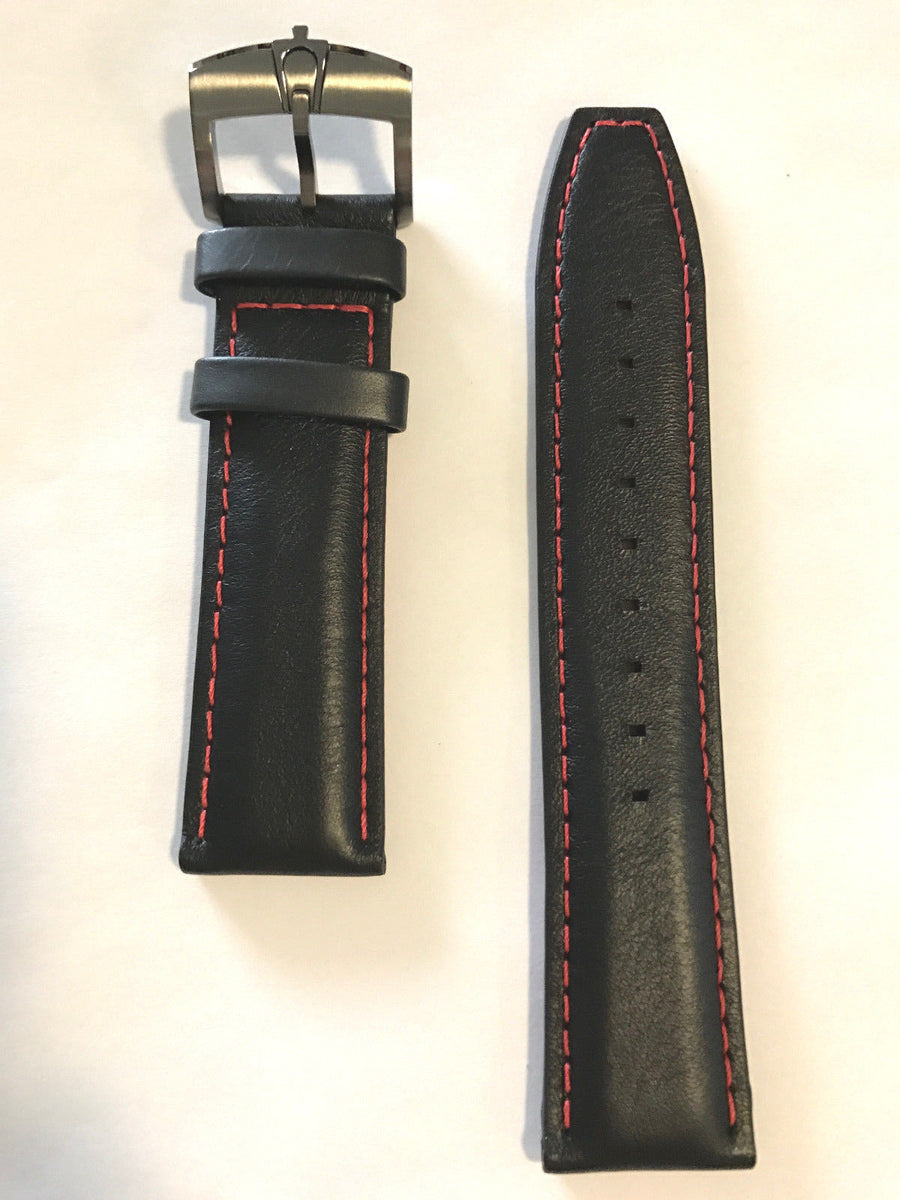 Bulova Accutron 98B252 20mm Black Leather Watch Band - WATCHBAND EXPERT