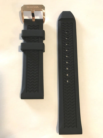 Bulova Marine Star 97B153 Black Rubber Watch Band - WATCHBAND EXPERT