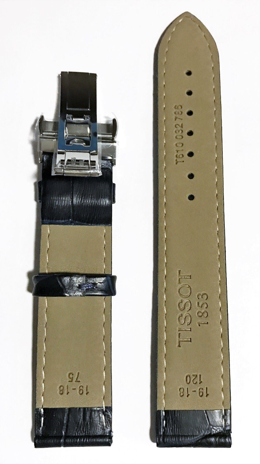Tissot PRC 200 Blue Leather 19mm Strap Band with Buckle for T055410A, T055417A - WATCHBAND EXPERT