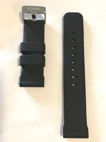 Bulova Marine Star 24mm Black Rubber Band Strap for 98B258 or 98B277 - WATCHBAND EXPERT