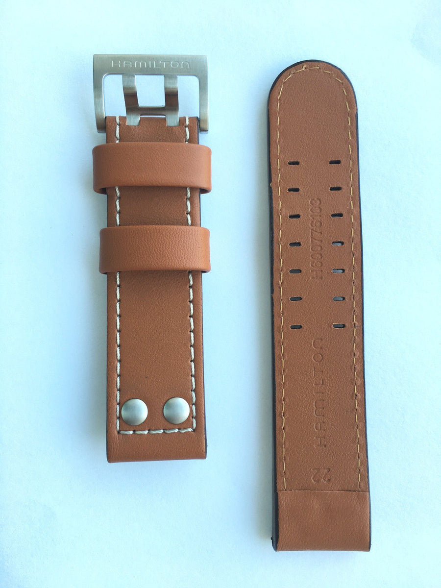 Hamilton Khaki X-Wind 22mm Brown Leather Watch Band - WATCHBAND EXPERT