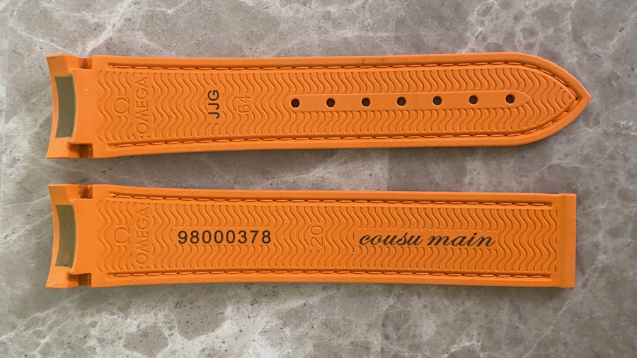 Omega Seamaster 20mm Orange Rubber Watch Band - WATCHBAND EXPERT