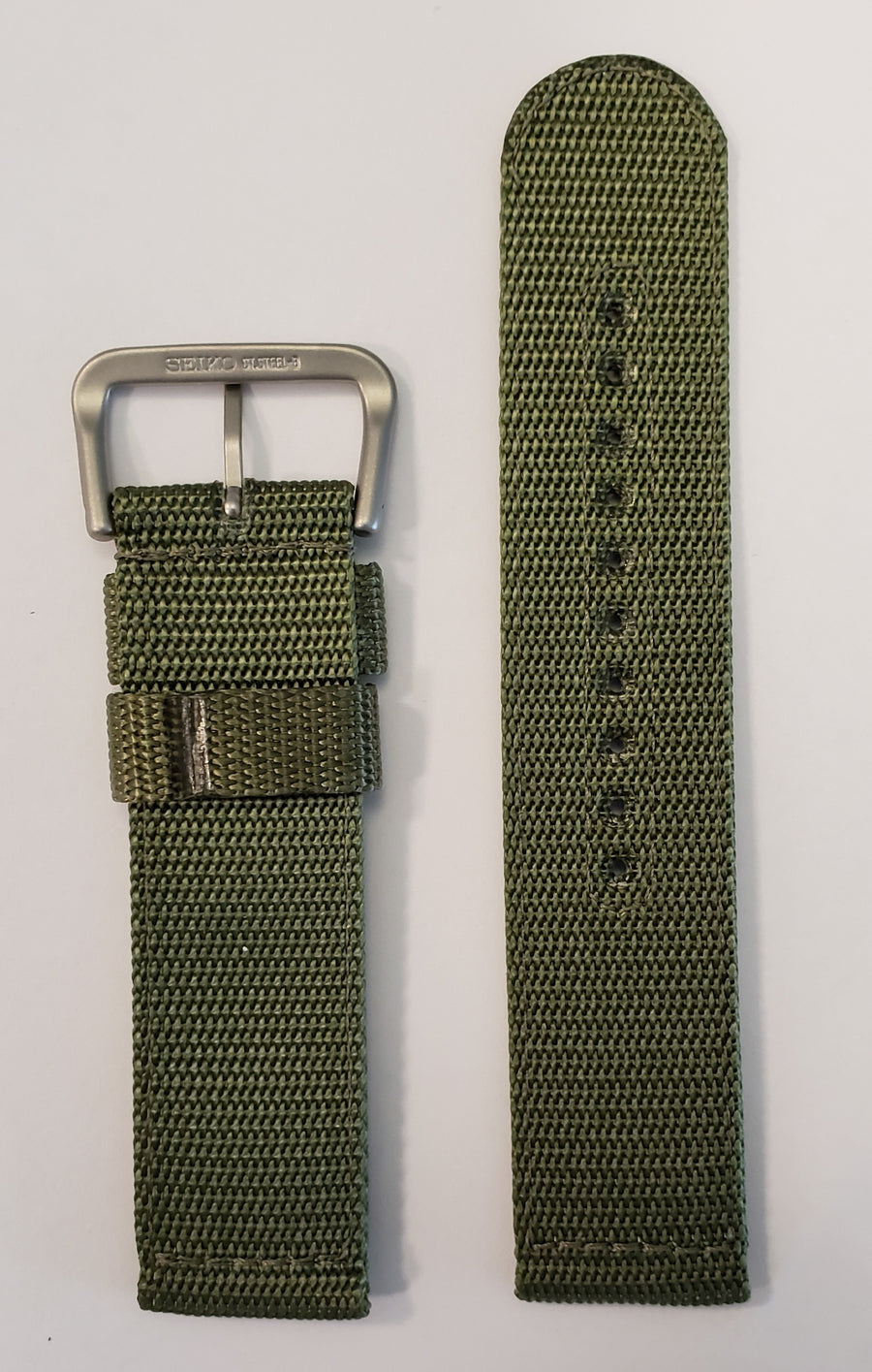 SEIKO 22mm SNZG09 / SNZG09J1 Green Nylon Watch Band - WATCHBAND EXPERT