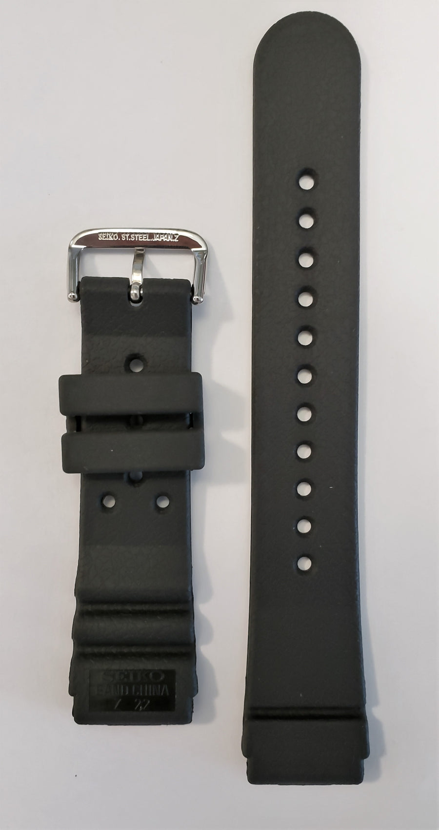 SEIKO Diver 22mm SKXA35 Black Rubber Watch Band - WATCHBAND EXPERT