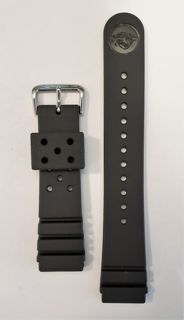 SEIKO Diver 22mm SKXA35 Black Rubber Watch Band - WATCHBAND EXPERT