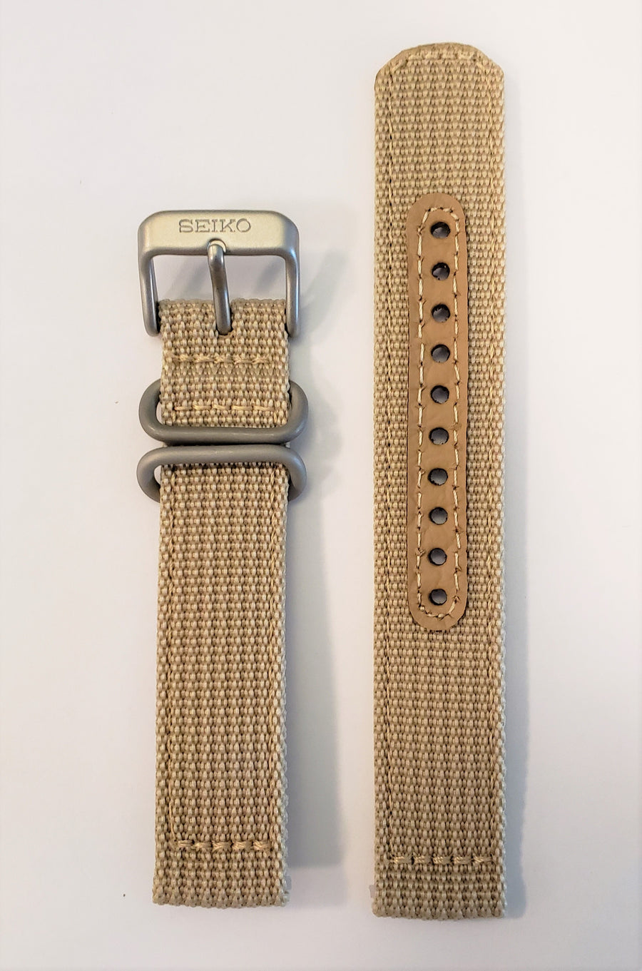 SEIKO 18mm SNK803 / SNK803K2 Beige Nylon Watch Band - WATCHBAND EXPERT