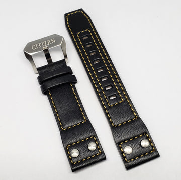 Citizen Promaster NightHawk 22mm BX1010-02E Black Leather Band Strap - WATCHBAND EXPERT