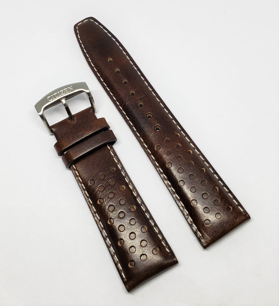 Citizen 22mm CA0648-09L Brown Leather Watch Band Strap - WATCHBAND EXPERT