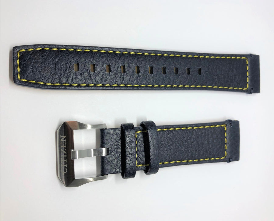 Citizen 22mm Blue Leather Watch Band - WATCHBAND EXPERT