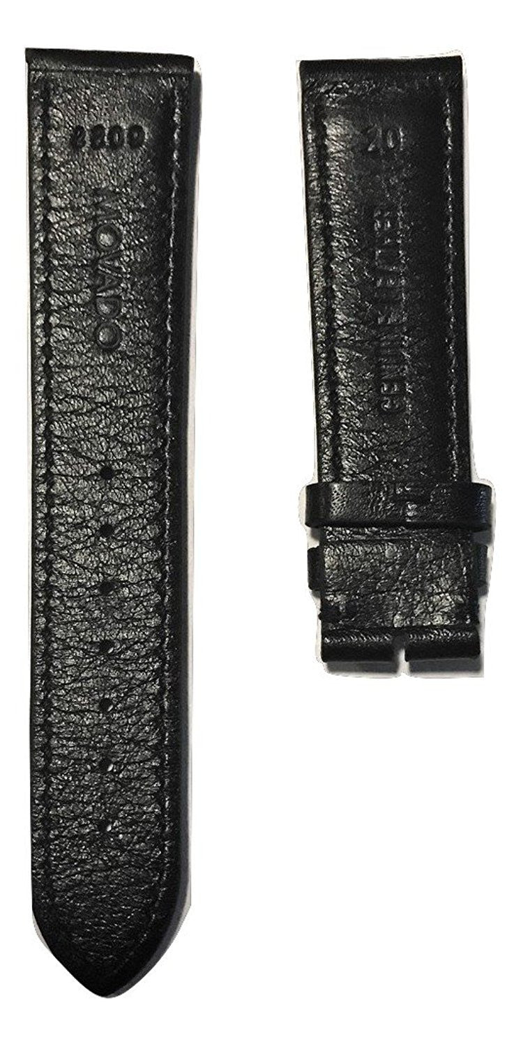 Movado Ultra Slim Men's 20mm 0607087 Black Leather Watch Band - WATCHBAND EXPERT