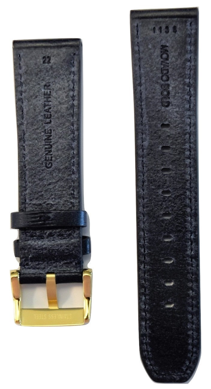 Movado BOLD 22mm Navy Blue Leather Band Strap with Buckle - WATCHBAND EXPERT