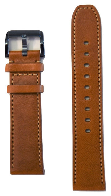 Movado BOLD 22mm Cognac Brown Leather Band Strap with Buckle - WATCHBAND EXPERT