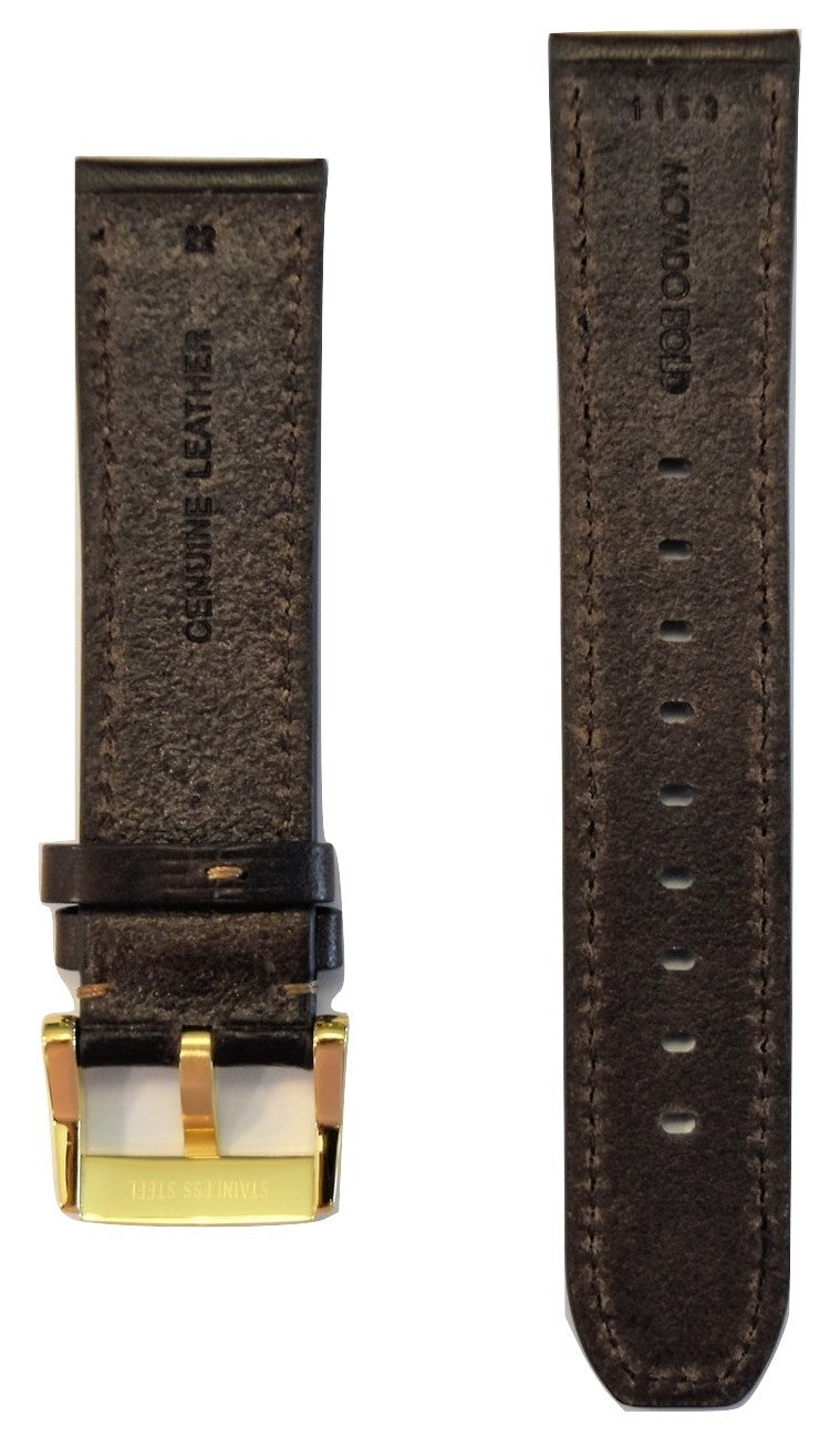 Movado BOLD 22mm Chocolate Brown Leather Band Strap with Buckle - WATCHBAND EXPERT