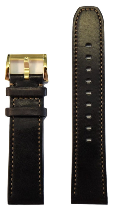 Movado BOLD 22mm Chocolate Brown Leather Band Strap with Buckle - WATCHBAND EXPERT