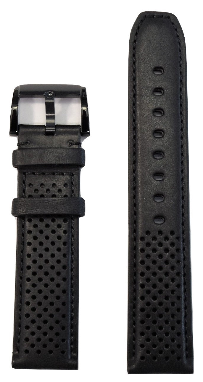 Movado BOLD 21mm Black Leather Watch Band Strap with Buckle - WATCHBAND EXPERT