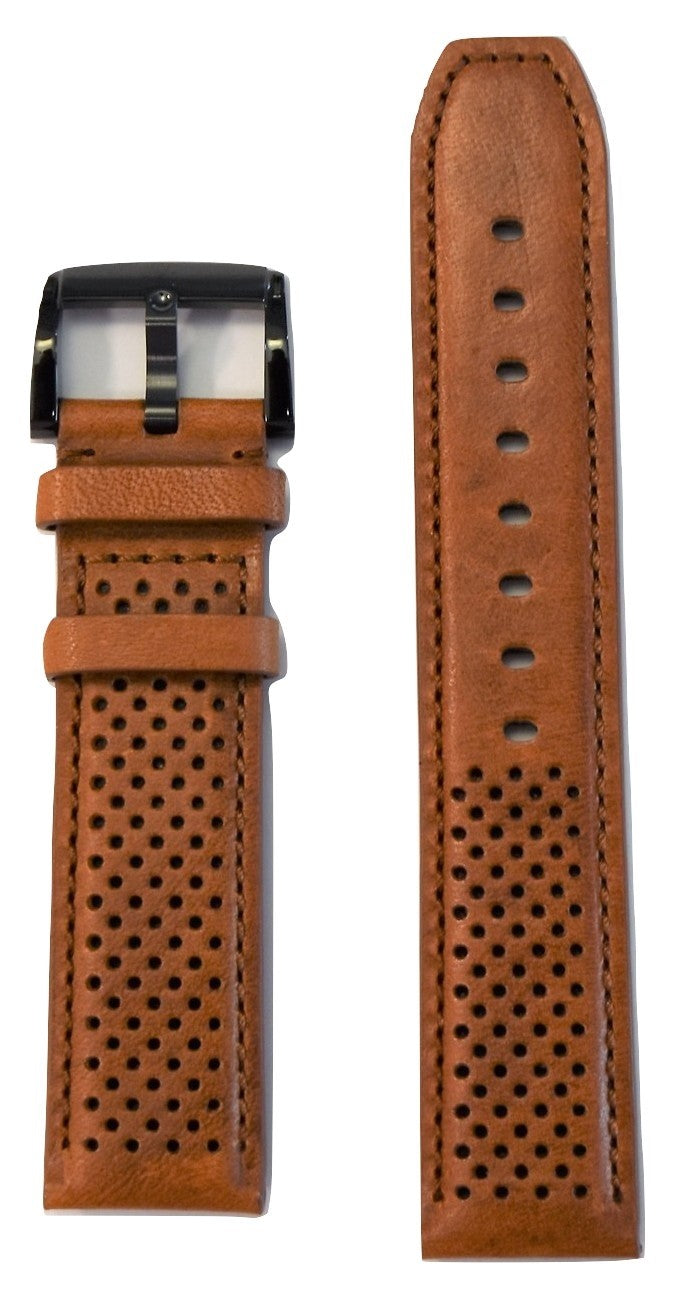Movado BOLD 21mm Cognac Brown Leather Band Strap with Buckle - WATCHBAND EXPERT