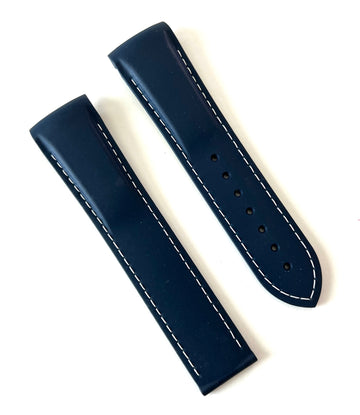 Omega Seamaster 22mm Blue Rubber Strap Watch Band - WATCHBAND EXPERT