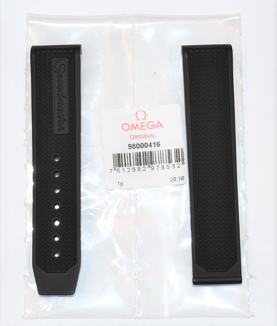 Omega Speedmaster 19mm Black Rubber Watch Band - WATCHBAND EXPERT