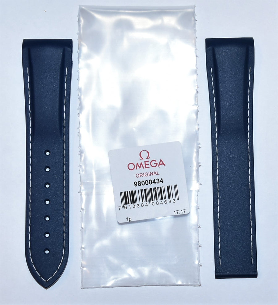 Omega Seamaster 21mm Blue Rubber Watch Band - WATCHBAND EXPERT