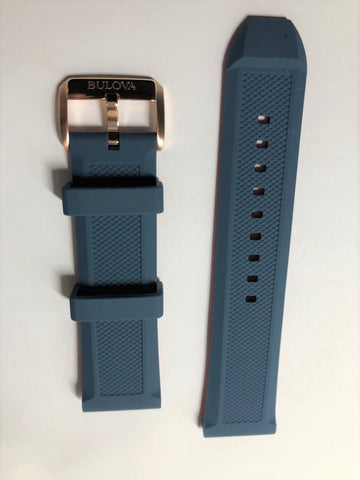 Bulova Marine Star 24mm 98A227 Blue Rubber Band Strap - WATCHBAND EXPERT