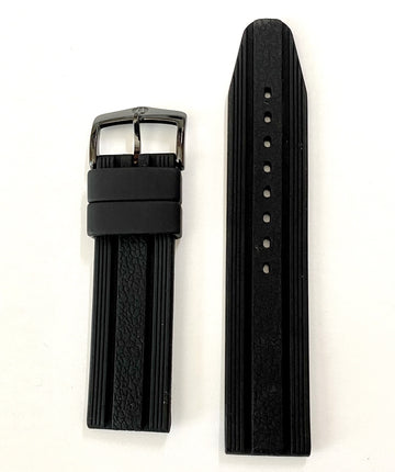 Bulova Marine Star 98B159 Black Silicone 22mm Watch Band - WATCHBAND EXPERT