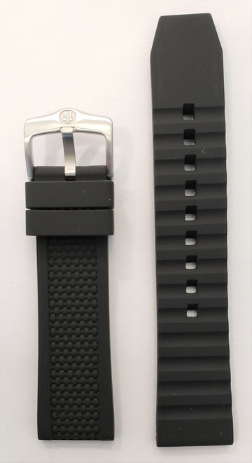 Bulova Marine Star 98B186 Black Rubber 22mm Watch Band - WATCHBAND EXPERT