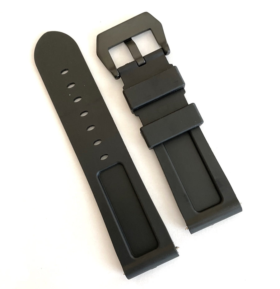 Bulova 24mm Black Rubber Band Strap with Black Buckle - WATCHBAND EXPERT