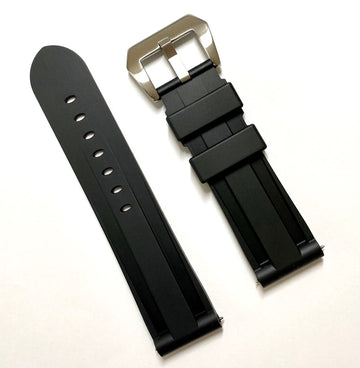 Bulova Marine Star 24mm Black Rubber Band Strap - WATCHBAND EXPERT