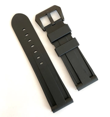 Bulova 24mm Black Rubber Band Strap with Black Buckle - WATCHBAND EXPERT