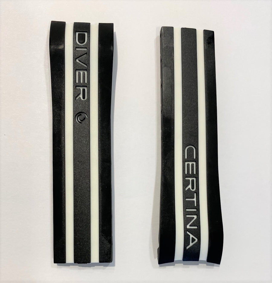 CERTINA DS Action Diver C013407A Black / White Rubber Watch Band - WATCHBAND EXPERT