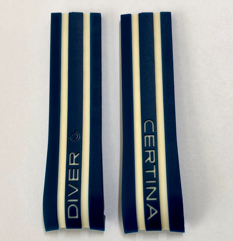 CERTINA DS Action Diver C013407A Blue / White Rubber Band Strap - WATCHBAND EXPERT