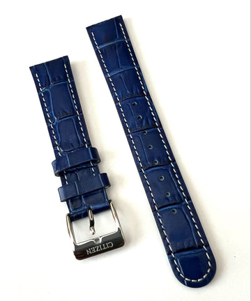 Citizen 18mm Blue Genuine Leather Strap Watch Band - WATCHBAND EXPERT