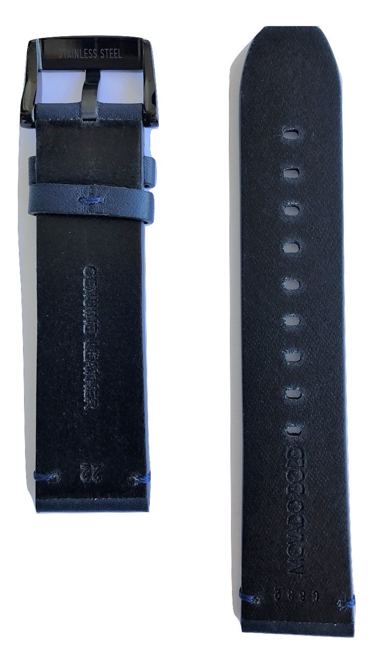 Movado BOLD 22mm Navy Blue Leather Watch Band Strap with Buckle - WATCHBAND EXPERT