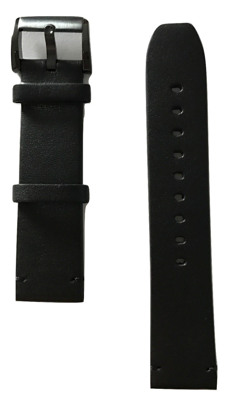 Movado BOLD All Black Leather 22mm Watch Band Strap with Buckle - WATCHBAND EXPERT