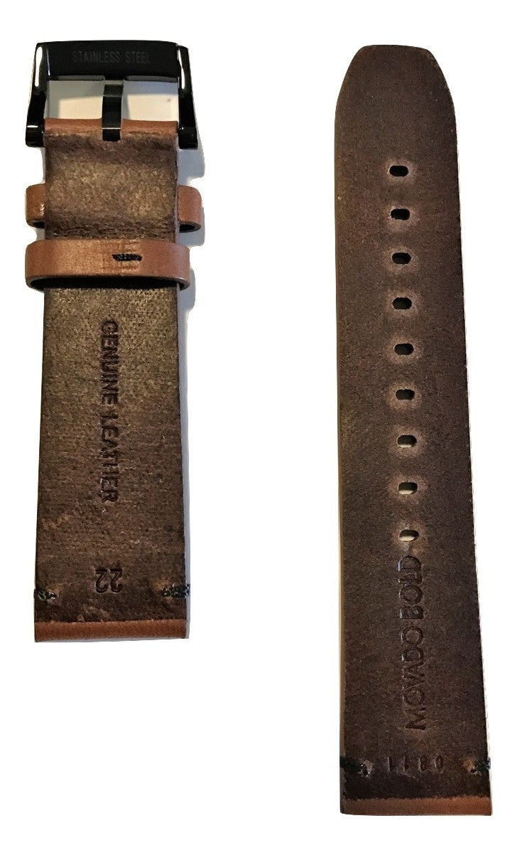 Movado BOLD Brown Leather 22mm Watch Band Strap with Buckle - WATCHBAND EXPERT
