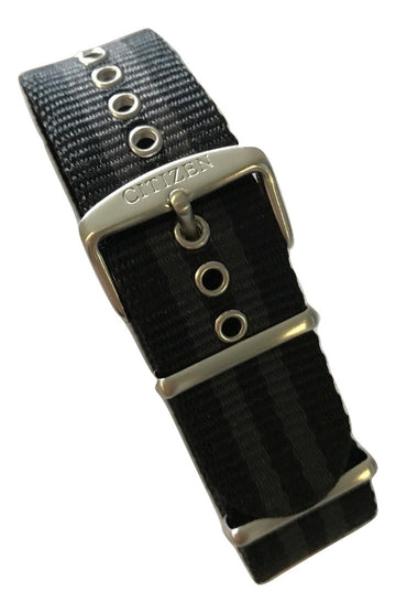 Citizen PRT Model AW7030-06E Black / Grey Nylon Strap Watch Band - WATCHBAND EXPERT
