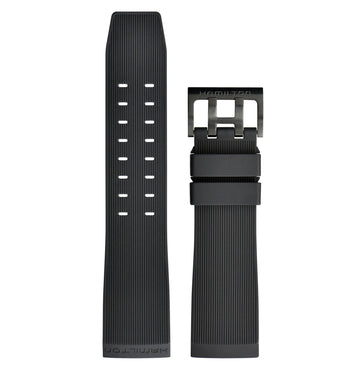 Hamilton BelowZero H785050 Black Rubber Watch Band Strap - WATCHBAND EXPERT