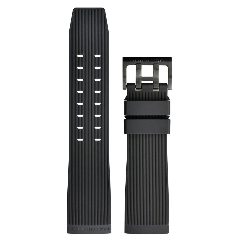Hamilton BelowZero H785050 Black Rubber Watch Band Strap - WATCHBAND EXPERT