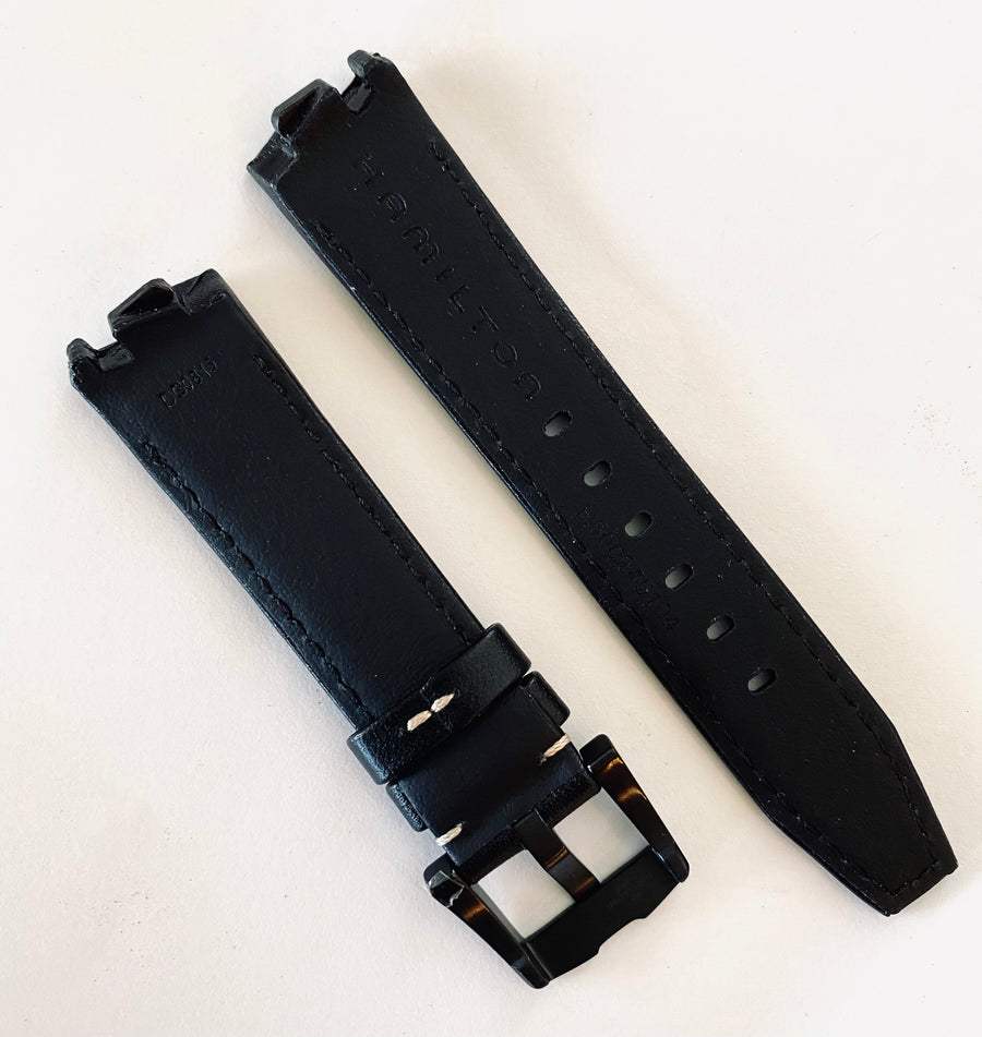 Hamilton Ventura H245950 / H245850 Black Leather Band Strap - WATCHBAND EXPERT