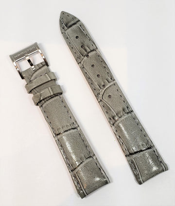 Hamilton Ladies Model H394150 Gray Leather 16mm Watch Band - WATCHBAND EXPERT