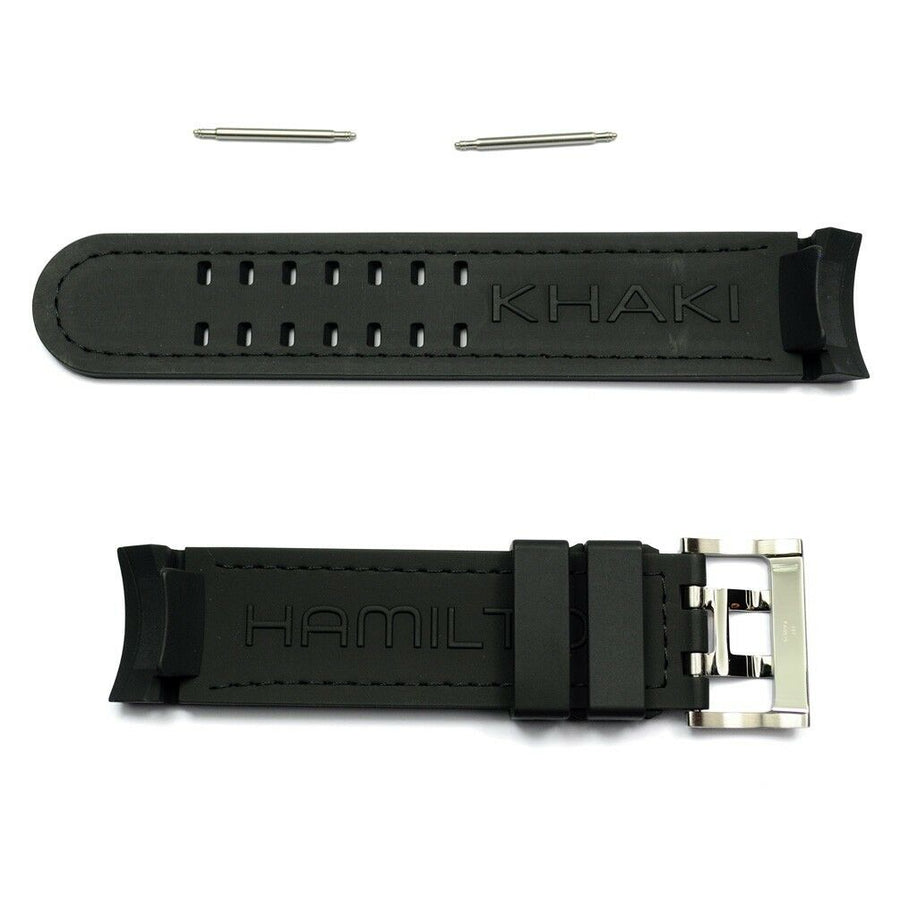 Hamilton 22mm H766160 / H766560 Black Rubber Watch Band Strap - WATCHBAND EXPERT