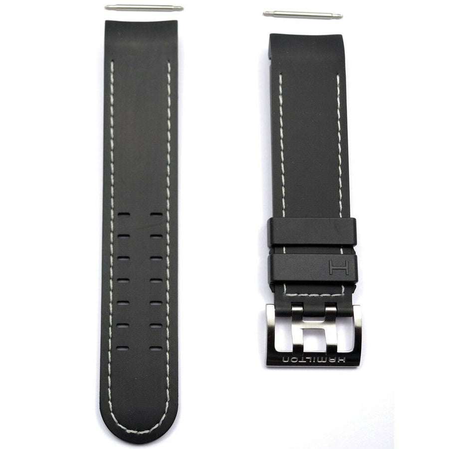 Hamilton 22mm H767160 / H776260 Black Rubber Watch Band Strap - WATCHBAND EXPERT