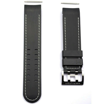 Hamilton 22mm H766160 / H766560 Black Rubber Watch Band Strap - WATCHBAND EXPERT