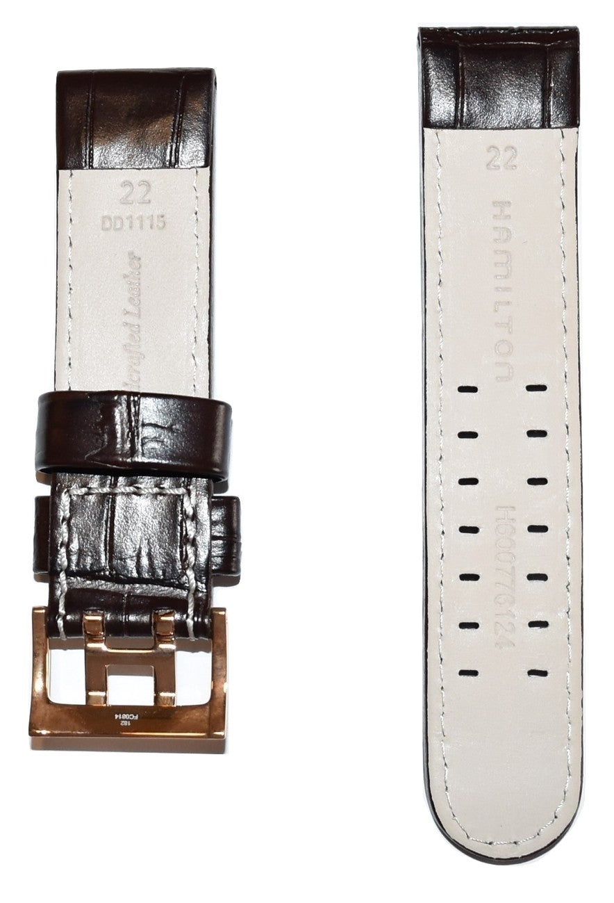 Hamilton Khaki X-Wind 22mm Brown Leather Watch Band - WATCHBAND EXPERT