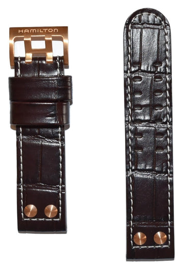 Hamilton Khaki X-Wind 22mm Brown Leather Watch Band - WATCHBAND EXPERT