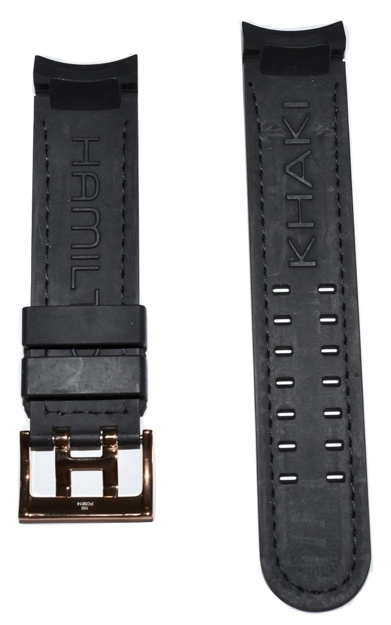 Hamilton Khaki X-Wind 22mm Black Rubber Watch Band - WATCHBAND EXPERT