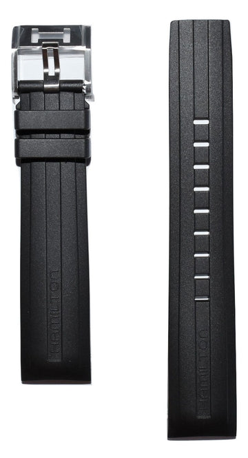 Hamilton Khaki X-Wind 22mm Black Rubber Watch Band - WATCHBAND EXPERT