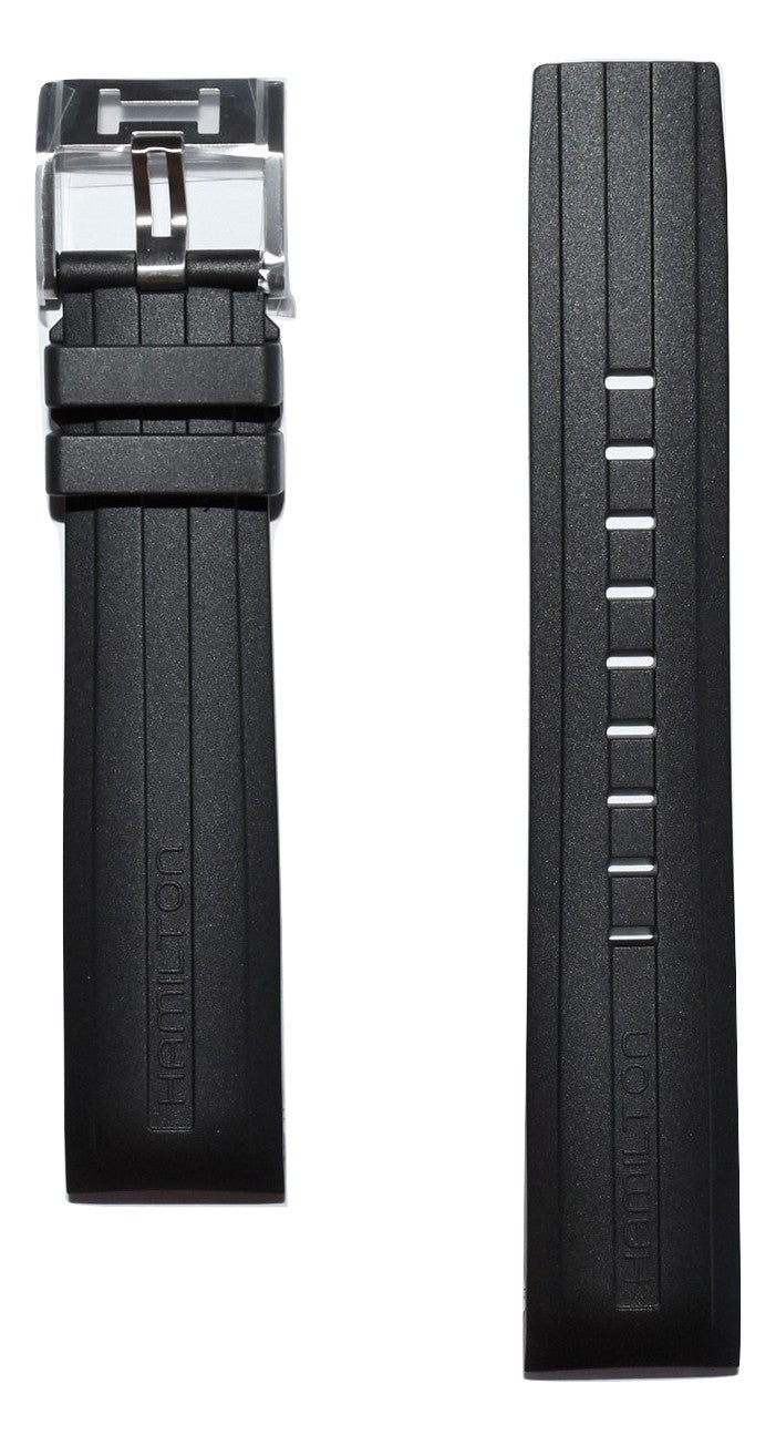 Hamilton Khaki X-Wind 22mm Black Rubber Watch Band - WATCHBAND EXPERT